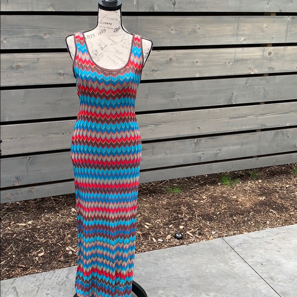 Haute Hippie Multicolor silk knit maxi dress